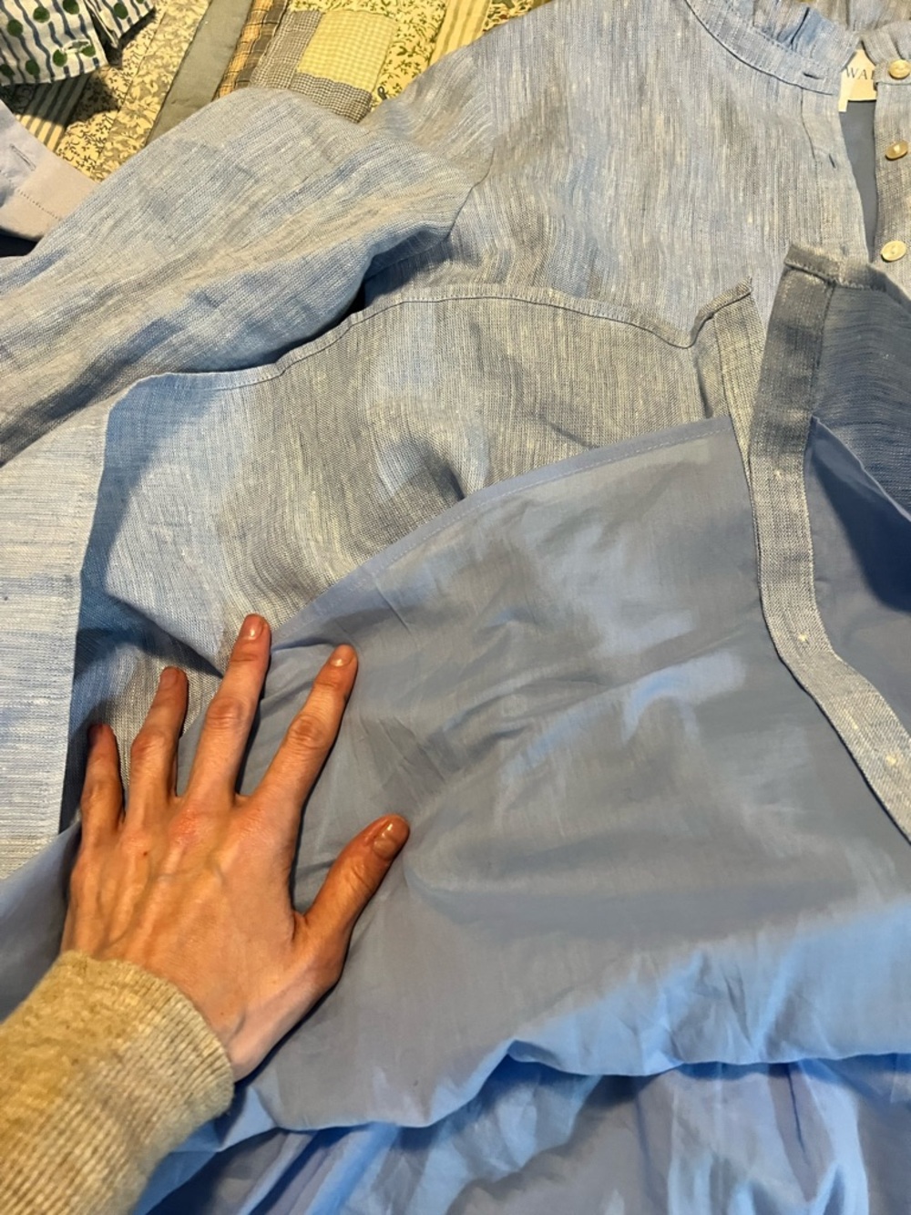 Alice Walk Light Blue Tiered Button-Front Linen Dress - Picture 5 of 5